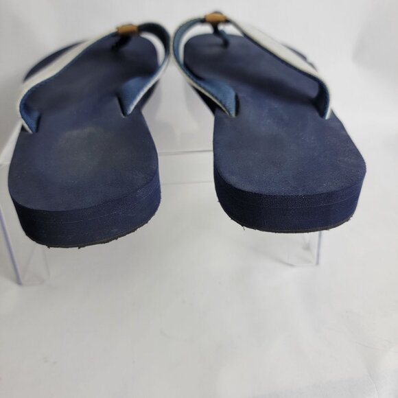 L.L Bean Womens 10 Navy Blue Thong‎ Slip On Sandal Summer Beach Nautical Casual - Picture 8 of 9